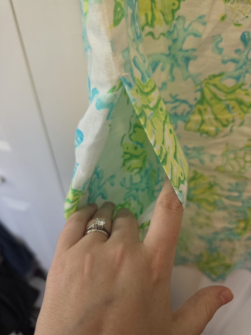 J. Jill Love Linen Sea Life Shift Dress Size Large Blue Green Coastal Beach - Picture 6 of 8